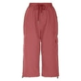 thumbnail image 1 of SwiftWear Women's Utility Capri Pants with Side Pockets - Drawstring Waist Cargo Capris, Lightweight Breathable Workwear Cropped Pants S-2XL​, 1 of 8