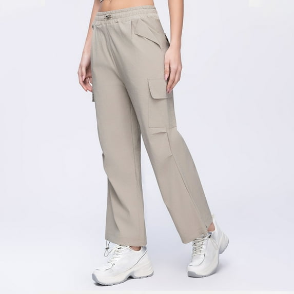 SwiftWear Women's Utility Cargo Pants with Elastic Drawstring Waist Ankle Loose Fit Wide Leg Athletic Trousers Comfortable Casual Workout Travel Pants S-XL