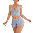 thumbnail image 1 of SwiftWear Women's V-Neck Sleeveless Pajama Set - Soft Open Front Sleepwear & Loungewear Cooling Cropped Camisole with Matching Shorts Sleepwear with Ruffle Trim Blue, 1 of 4