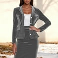 thumbnail image 1 of SwiftWear Women's Velvet Blazer Button Coat Vintage Casual Business Office Notch Collar Jacket Faux Pocket ​, Gray, 1 of 7