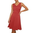 thumbnail image 1 of SwiftWear Women's Wrap V-Neck Sleeveless A-Line Midi Dress Plus Size Casual Summer Sundress Wedding Guest Dress, Red, 1 of 7