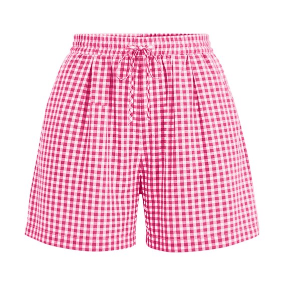 SwiftWear Women's Y2K Plaid Lounge Shorts Casual Cute Pajama Shorts with Drawstring Waist & Side Pockets Soft Cotton Blend Sleepwear