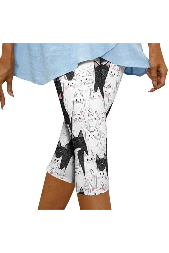 Women’s Yoga Capri Pants with Adorable Cat Print – Stretchy Activewear for Workout, Running, Gym,Biker & Daily Wear Soft, Comfortable Leggings