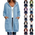 thumbnail image 1 of SwiftWear Women's Zip Up Hoodie Oversized Long Tunic Bucket Pocket Sweatshirt Full Length Casual Drawstring Coat, 1 of 9
