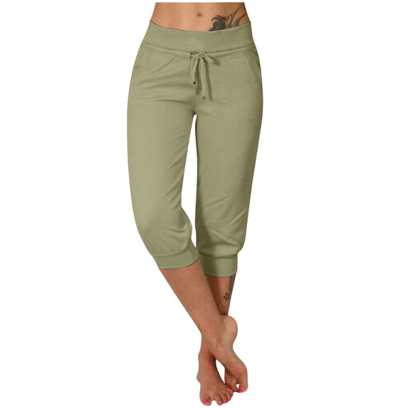 SwiftWear Womens Capri Joggers Pants with Pockets & Drawstring Lounge Cropped Running Yoga Pants Breathable Soft