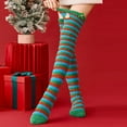 thumbnail image 1 of SwiftWear Womens Christmas Thigh High Fuzzy Socks Winter Warm Over Knee High Stockings Cute Cartoon Design Stripe Leg Warmers,Xmas Gifts, Green, 1 of 4