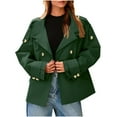 thumbnail image 1 of SwiftWear Womens Cropped Trench Coat Oversized Double Breasted Lapel Stand Collar Long Sleeve Short Jacket Fashion Outerwear, Green, 1 of 8