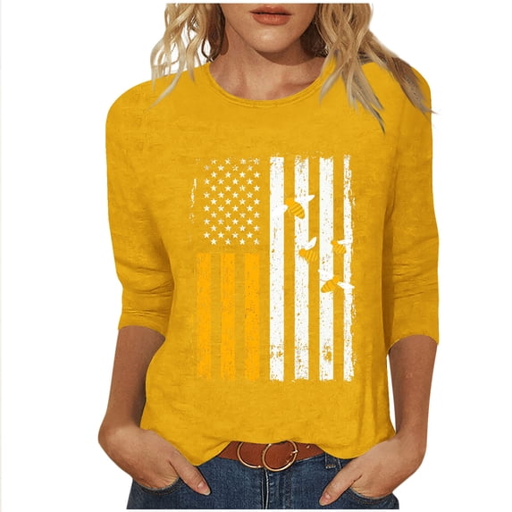 SwiftWear Womens Cute Bee Graphic Tee Shirts 3/4 Sleeve Soft Crewneck Casual Summer T-Shirt Pullover Tops