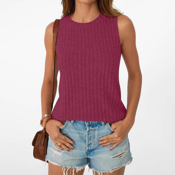 SwiftWear Womens Ribbed High Neck Tank Top Soft Knit Sleeveless Cami Slim Fit Stretch Basic Top for Everyday Layering