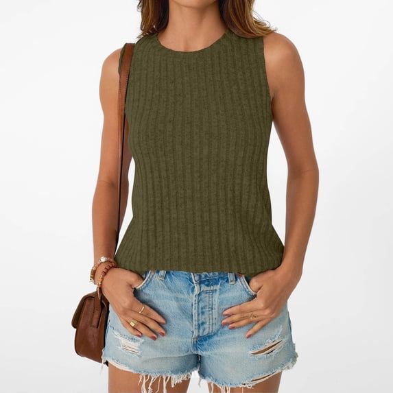 SwiftWear Womens Ribbed High Neck Tank Top Soft Knit Sleeveless Cami Slim Fit Stretch Basic Top for Everyday Layering