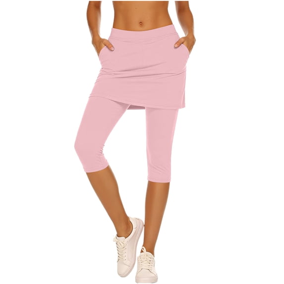 SwiftWear Womens Skirt with Leggings Running Workout Yoga Skirted Capris Golf Tennis Pants Skorts Leggings with 2 Pockets