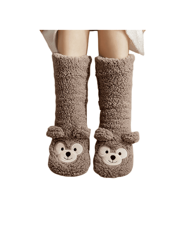 Womens Slipper Fuzzy Socks Fluffy Winter Warm Funny Cute Animal Thermal Non Slip Fleece Cozy Boot Socks
