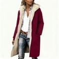 thumbnail image 1 of SwiftWear Womens Winter Long Coats Trendy Plush Fleece Sherpa Lined Jacket Casual Oversized Outerwear with Hood, 1 of 6