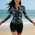 thumbnail image 1 of SwiftWear Womens Zip Up Long Sleeve Rash Guards with Shorts Two Piece Bathing Suit Sun Protection Athletic Surfing Swimsuit, 1 of 6