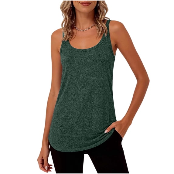 SwiftWear Workout Tank Tops for Women Scoop Neck Spaghetti Strap Backless Cami Summer Loose Fit Sleeveless Shirts for Gym Yoga & Casual Sports Wear