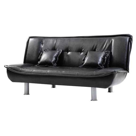 Swiftly Bed, Black Faux Leather, High Density Foam For Extraordinary Relax, Metal Legs - Glory Furniture G131-s Convertible Bed With Leather Cover, Comfort, Black,