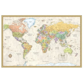 Swiftmaps Laminated RMC Classic Edition World Wall Map Poster, 50" x 32"