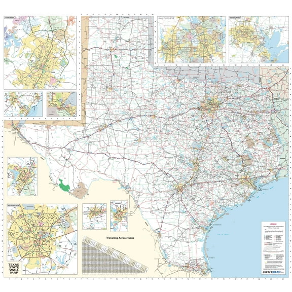 Swiftmaps Texas State Official Executive 36"x48" Poster