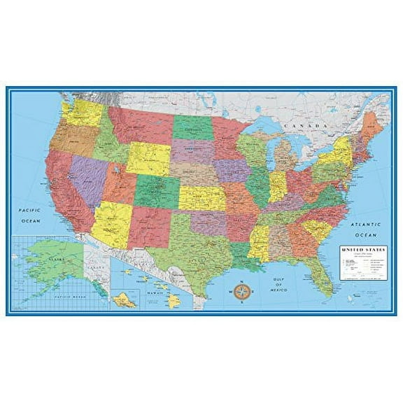 Swiftmaps United States Classic Wall Map Poster 24" x 36" Framed