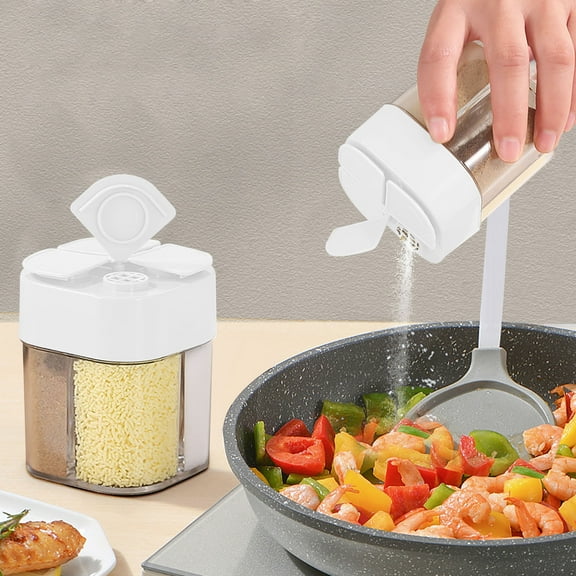 Swiftyle 1-3 PC 4 in 1 Plastic Salt and Pepper Shaker Compartment Seasoning Box, Cooking 4 Grids Flip Empty Spice Dispensers Transparent Jar for Kitchen, Outdoor BBQ Picnic Camping Travel