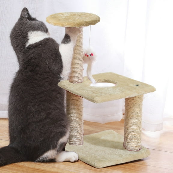 Swiftyle 1-3 PC Wooden Cat Climbing Frame with Sisal Scratching Post, Indoor Pet Entertainment for Cats, Space-Saving Design (Gray/Beige/Brown/Red)