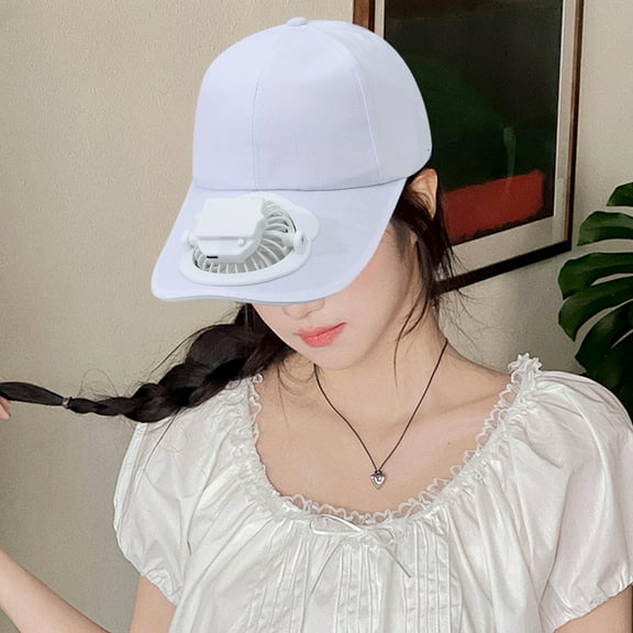 Swiftyle 1 PC USB Rechargeable Fan Cap, Sun Protection Hat with 360° Rotatable Fan White/Beige/Khaki/Red/Black/Navy, Adjustable Speed, Long Battery Life