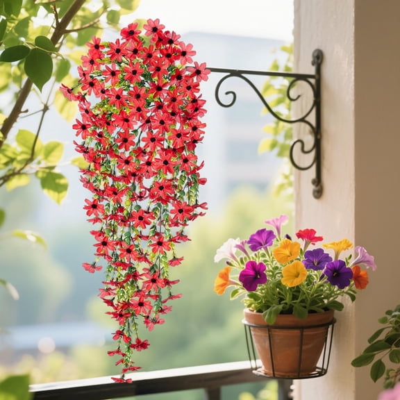 Swiftyle 1 Pcs Faux Violet Orchid Wall Hanging Decoration for Outdoor Garden Patio Photography Backdrop Set