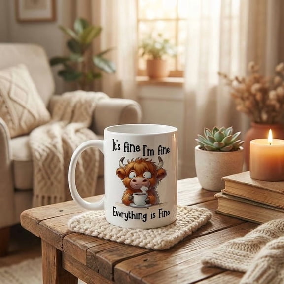Swiftyle 1 Pcs Highland Cow Mug Funny Gift Ceramic Coffee Cup Unique Design Home Office Use