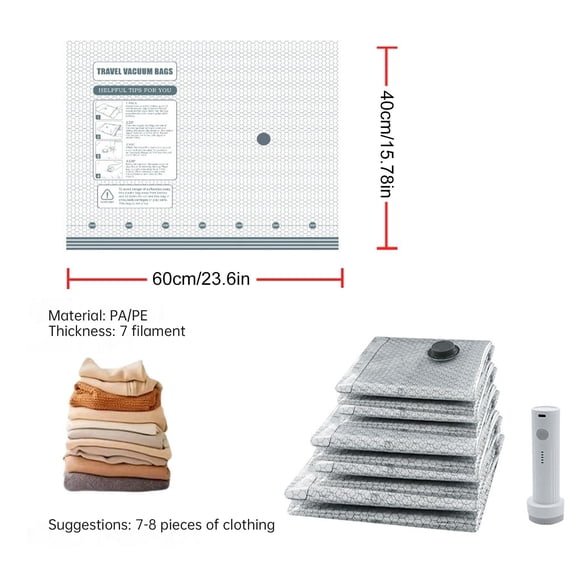 Swiftyle 1 Pcs Travel Vacuum Bag Set Space Saver Storage Organizer for Clothes Bedding Travel Essentials Packing Solution(40*60cm)