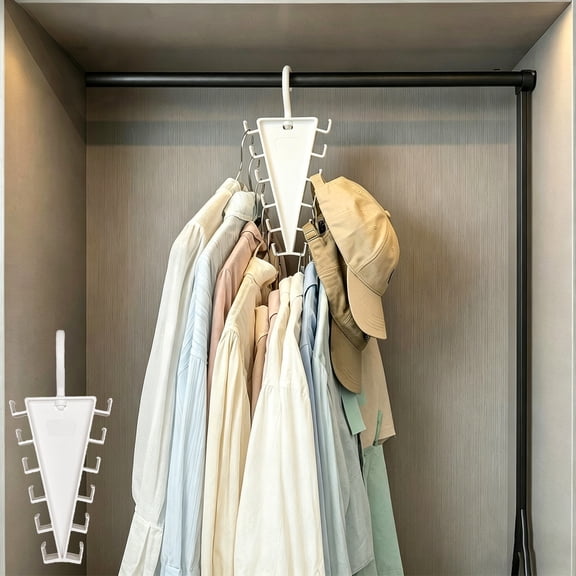 Swiftyle 1 Pcs V Shaped Multifunctional Hook Storage Rack 360 Rotating Hooks Space Saving Closet Organizer Wall Mount