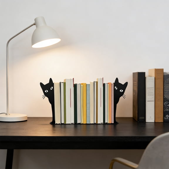 Swiftyle 2 Pcs Decorative Metal Bookends for Office Desk, Reading Decor, Bookshelf Organizer, Book Lovers Gift, Home Library Decor