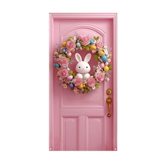 Swiftyle 2 Pcs Easter Egg Door Flag Outdoor Decoration Spring Porch Cover Holiday Welcome Banner for Front Door Decor