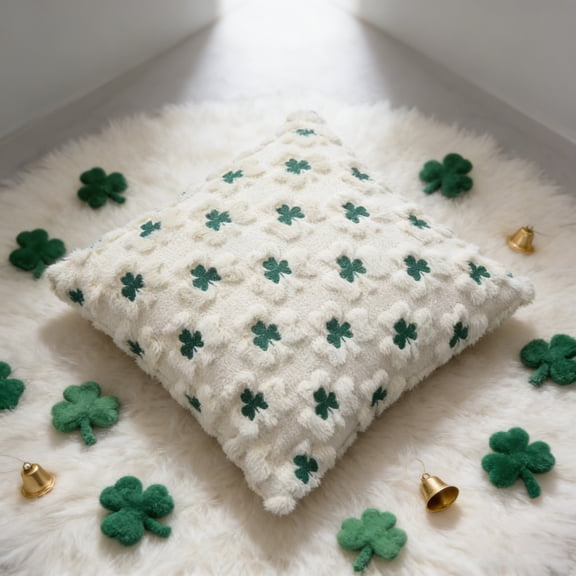 Swiftyle 2 Pcs St. Patrick's Day Shamrock Cushion Cover Green Decor Sofa Throw Pillow Case Holiday Home Decor