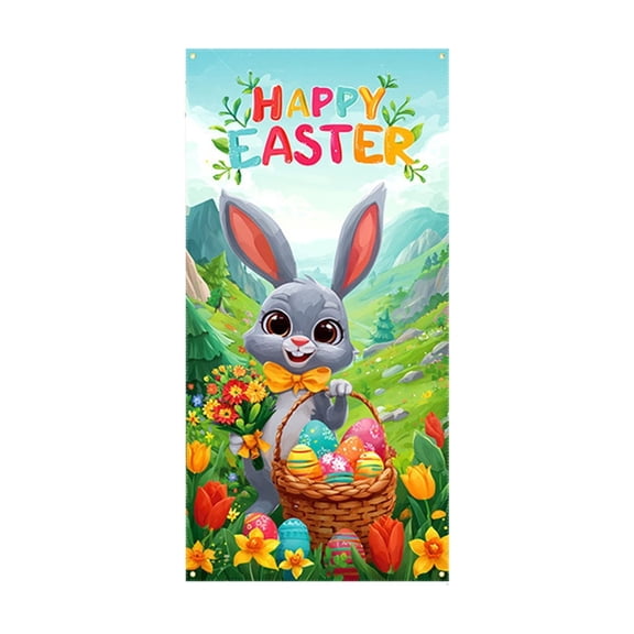 Swiftyle 3 Pcs Easter Egg Door Flag Outdoor Decoration Spring Porch Cover Holiday Welcome Banner for Front Door Decor
