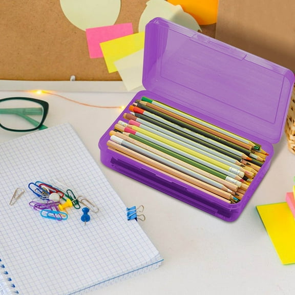 Swiftyle Large Capacity Plastic Pencil Box, Snap-Tight Lid Stackable Office Supplies Storage Organizer BPA-Free & See-Through Design
