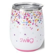 Swig Life 14oz Stemless Wine Cup | Insulated Stainless Steel Wine Tumbler | Confetti
