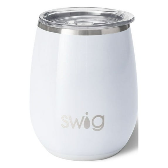 Swig Life 14oz Stemless Wine Cup | Insulated Stainless Steel Wine Tumbler | Diamond White