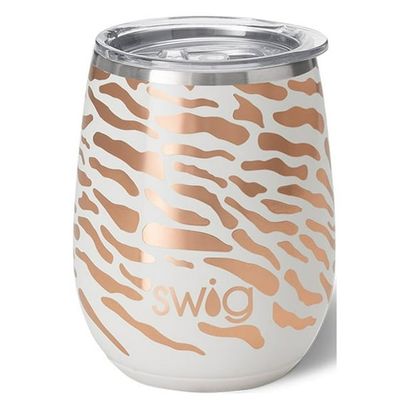 Swig Life 14oz Stemless Wine Cup | Insulated Stainless Steel Wine Tumbler | Glamazon Rose