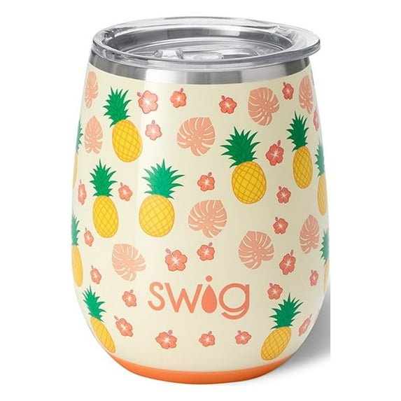 Swig Life 14oz Stemless Wine Cup | Insulated Stainless Steel Wine Tumbler | Pineapple