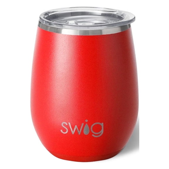 Swig Life 14oz Stemless Wine Cup | Insulated Stainless Steel Wine Tumbler | Red