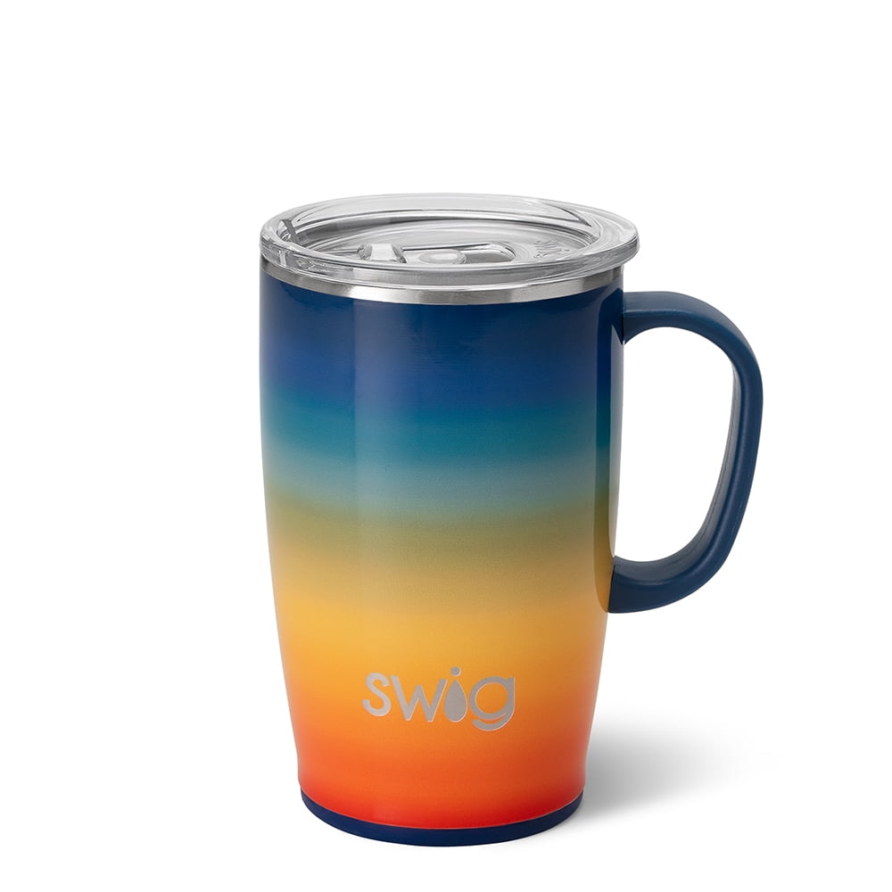 Swig Life 18oz Travel Mug with Handle and Lid, Stainless Steel, Dishwasher  Safe, Cup Holder Friendly, Triple Insulated Coffee Mug Tumbler in Purple  Reign Print 