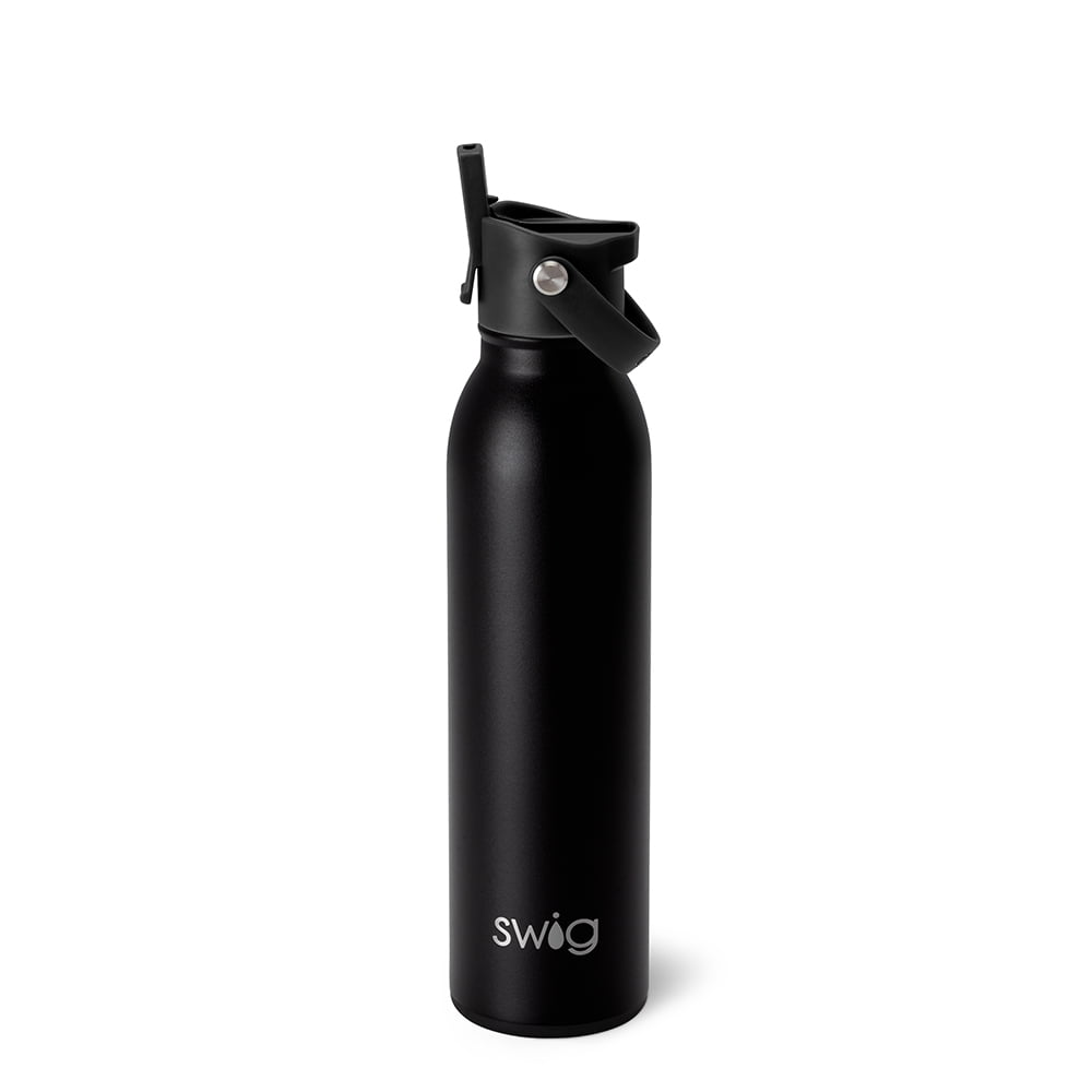 Swig Life 20oz Flip + Sip Bottle | Insulated Stainless Steel Water Bottle  with Straw | Black