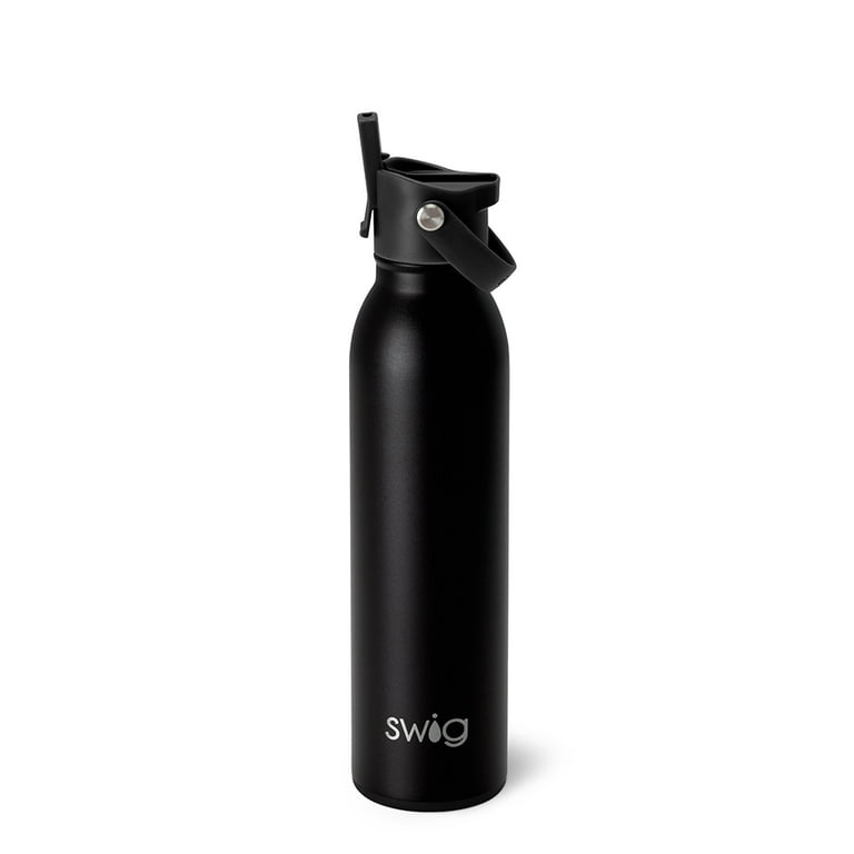 Swig Life 20oz Flip + Sip Bottle | Insulated Stainless Steel Water Bottle  with Straw | Black