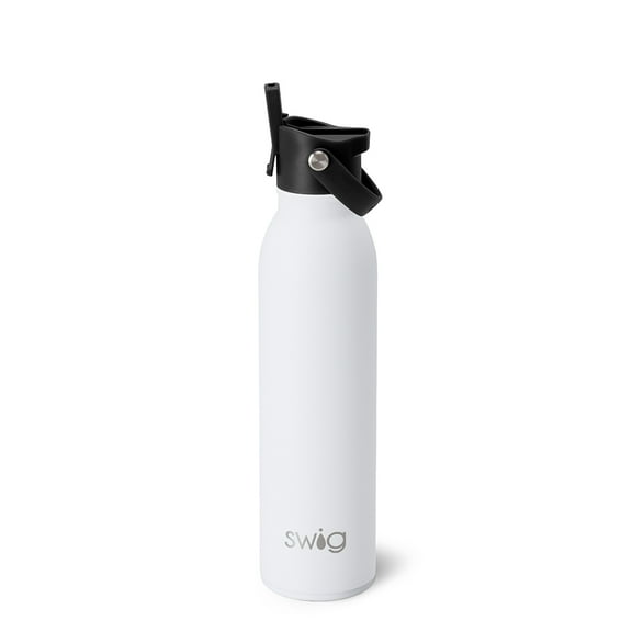 Swig Life 20oz Flip + Sip Bottle | Insulated Stainless Steel Water Bottle with Straw | White