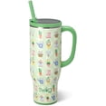 thumbnail image 1 of Swig Life 30oz Mega Mug, 30oz Tumbler with Handle and Straw, Large Insulated Tumblers, Cup Holder Friendly Travel Mug, Stainless Steel 30 oz Tumbler, Reusable Insulated Water Bottle (Green Thumb), 1 of 6