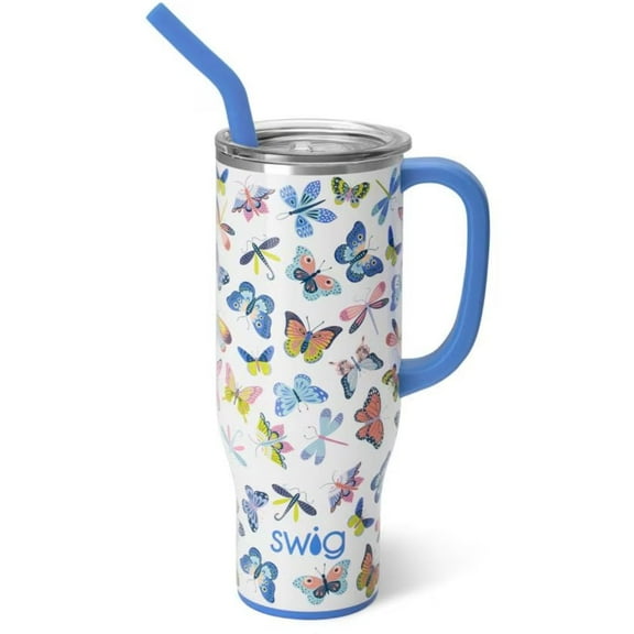 Swig Life Butterfly Bliss 40 oz Insulated Tumbler Mega Mug Butterflies & Dragonflies