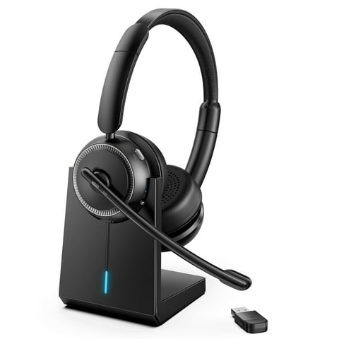 Swiifome Computer Bluetooth Wireless Headset V5.4 with ANC & ENC, with QCC USB Dongle, with Flip-to-Mute Microphone for Work from Home/Call Center/Office/PC/Laptop/Computer/Zoom/Teams