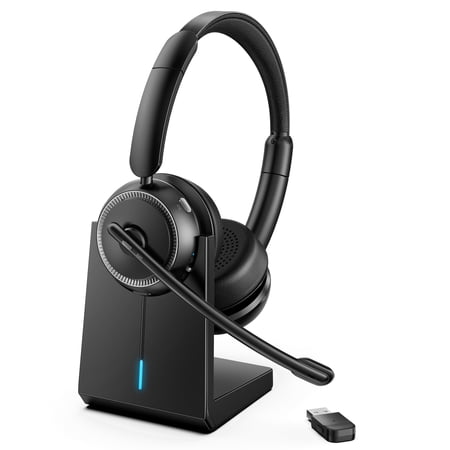 Swiifome Computer Bluetooth Wireless Headset V5.4 with ANC & ENC, with QCC USB Dongle, with Flip-to-Mute Microphone for Work from Home/Call Center/Office/PC/Laptop/Computer/Zoom/Teams