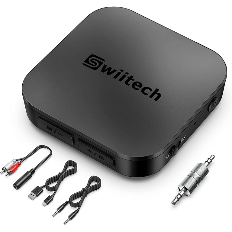 Swiitech Bluetooth Transmitter Receiver, 2-in-1 AUX, V5.0 Bluetooth Adapter  for TV/Car/Speaker/Home Stereo/PC, Pairs 2 Devices Simultaneously, aptX