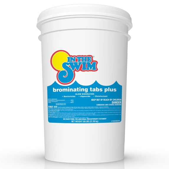In The Swim 1 Inch Bromine Plus Tablet Sanitizer for Spas, Hot Tubs, or Swimming Pools - Pre-Stabilized, Low Odor, Chlorine Alternative - 50 Pounds U138050050AE